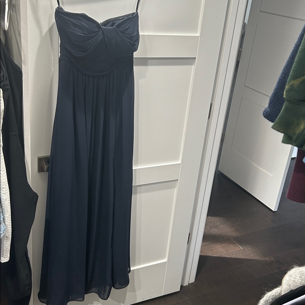 Birdy grey chiffon navy blue dress
